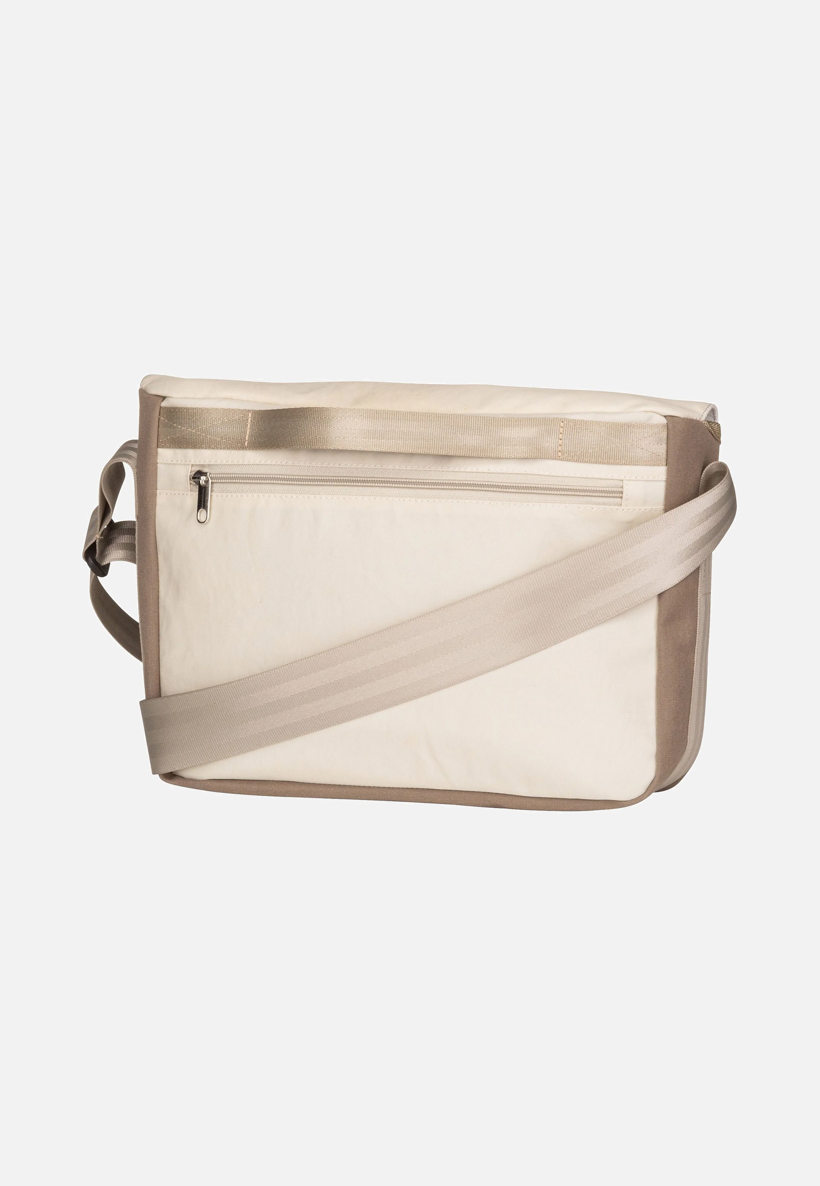 Barkasse Mini Weiß/Balken Taupe/Zahl Grau - Messenger Bag - Image 2