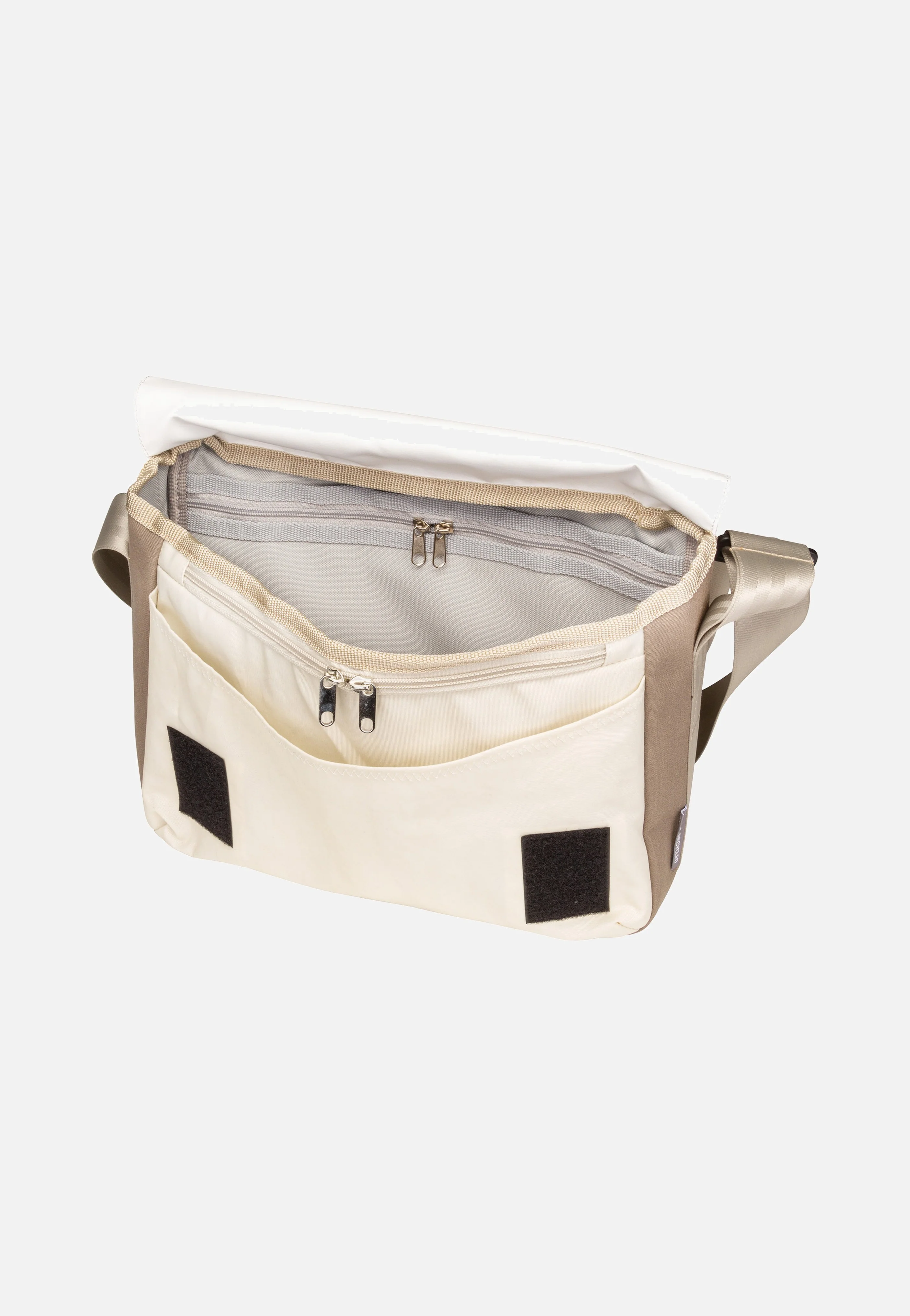 Barkasse Mini Weiß/Balken Taupe/Zahl Grau - Messenger Bag - Image 4