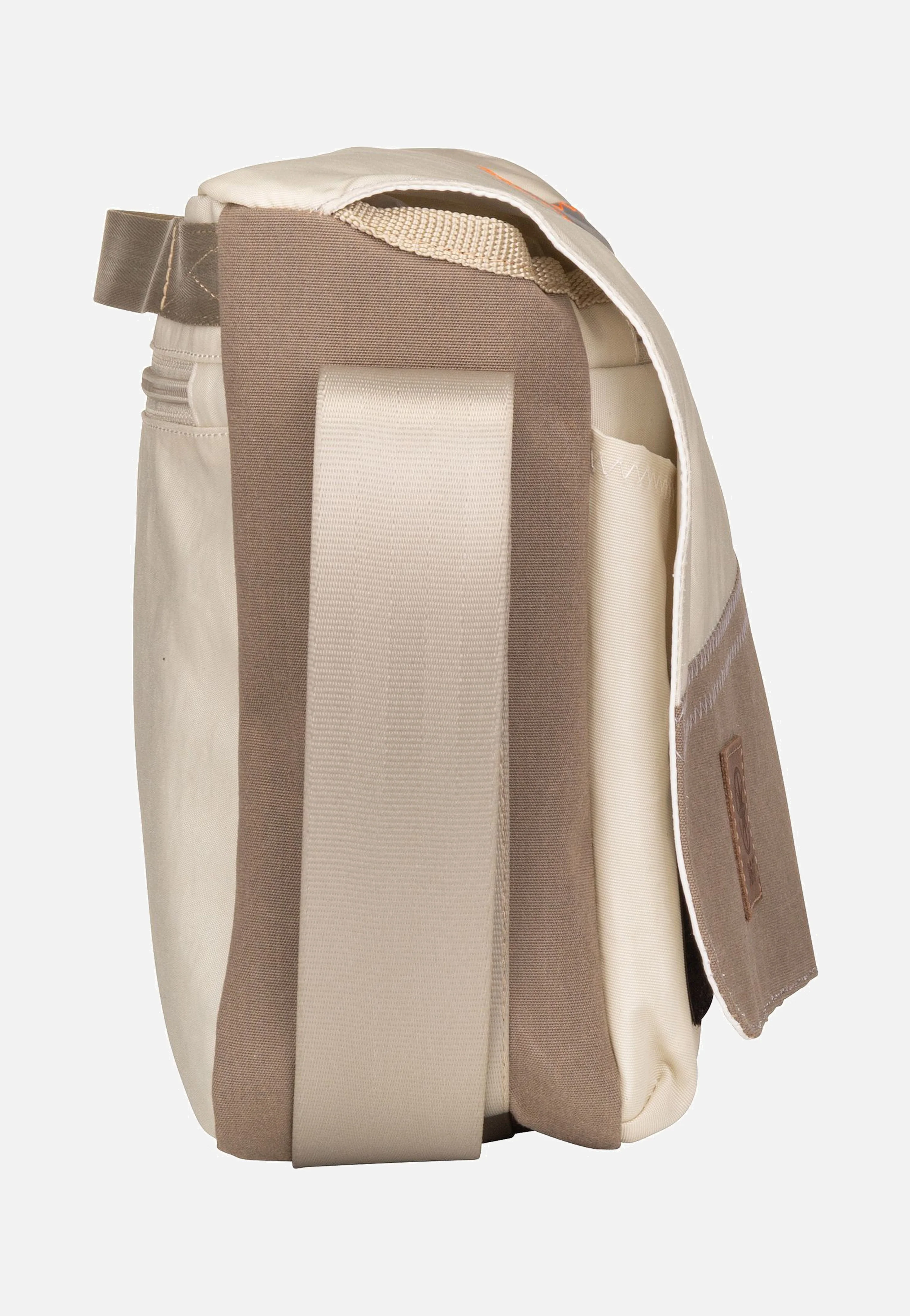 Barkasse Mini Weiß/Balken Taupe/Zahl Grau - Messenger Bag - Image 5