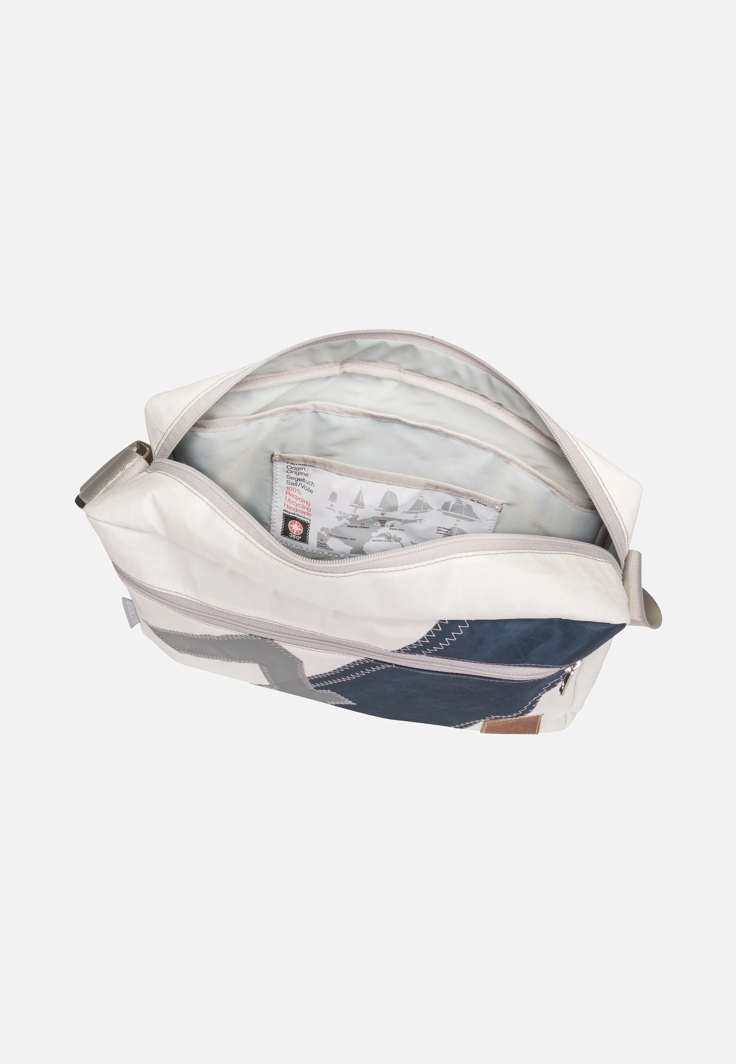 Fender L Weiß/Streifen Blau/Zahl Grau - Crossbody Bag - Image 3