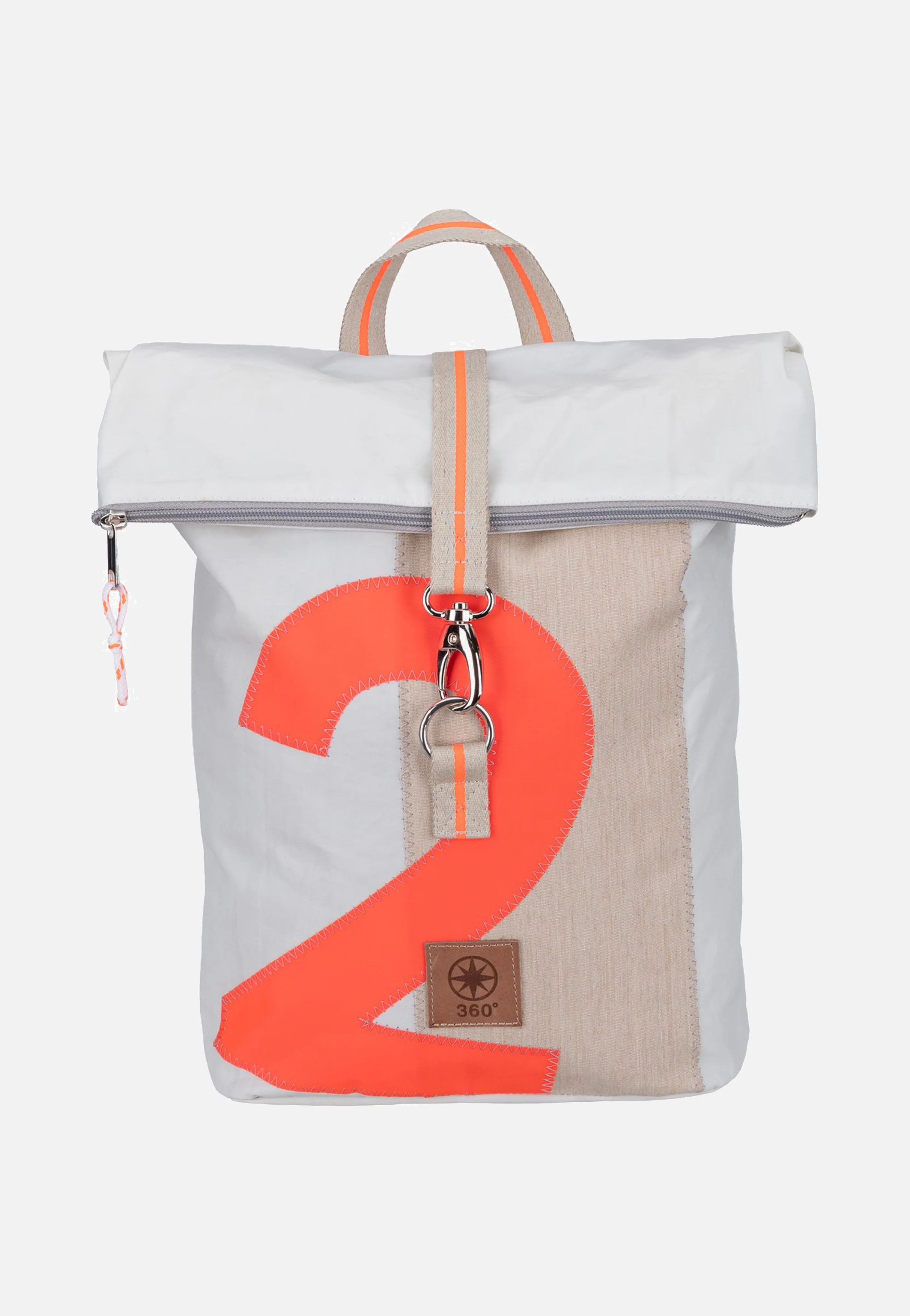 Möwe Mini Weiss/Sand/Zahl Orange - Rolltop Rucksack - Image 2