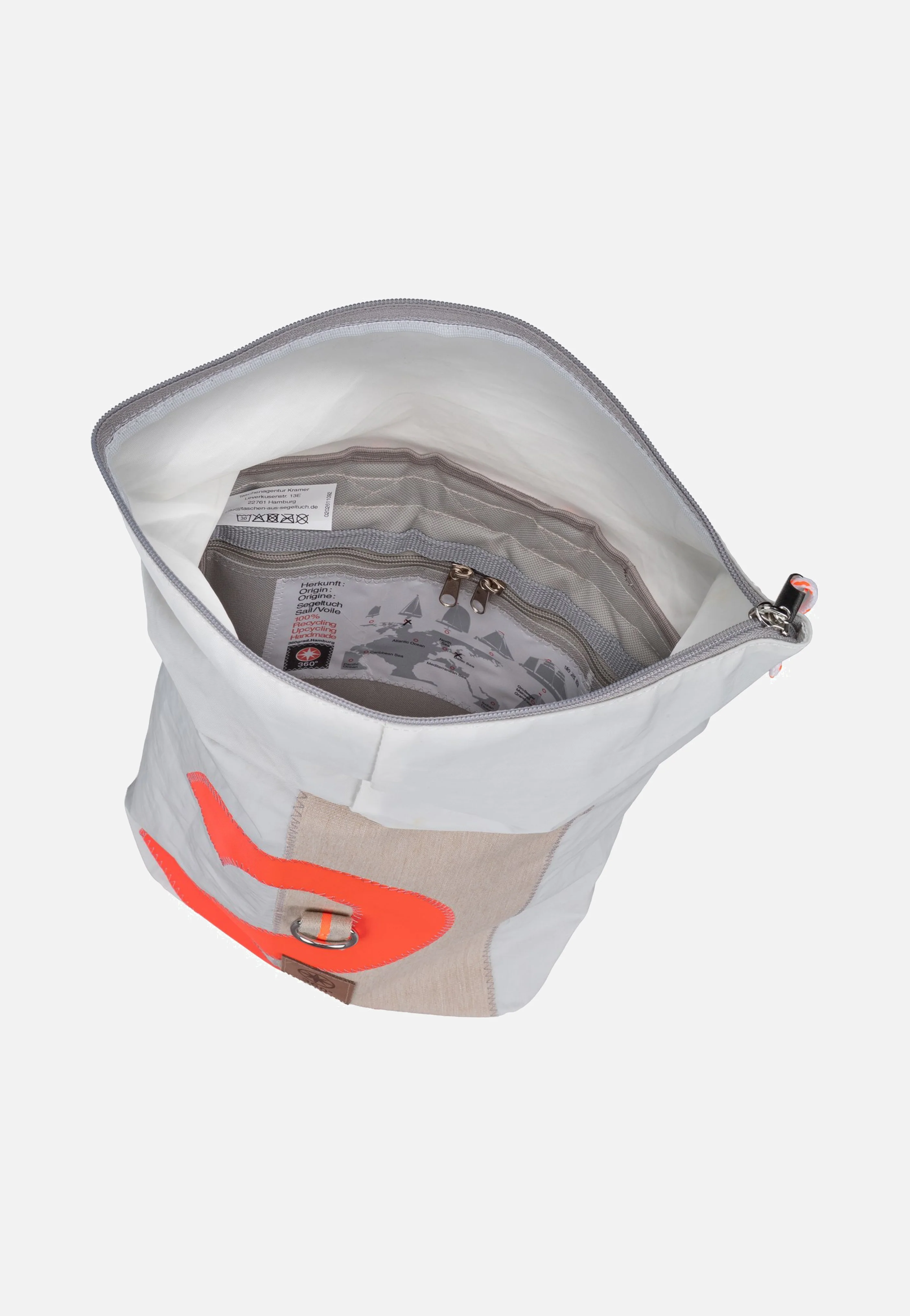 Möwe Mini Weiss/Sand/Zahl Orange - Rolltop Rucksack - Image 5