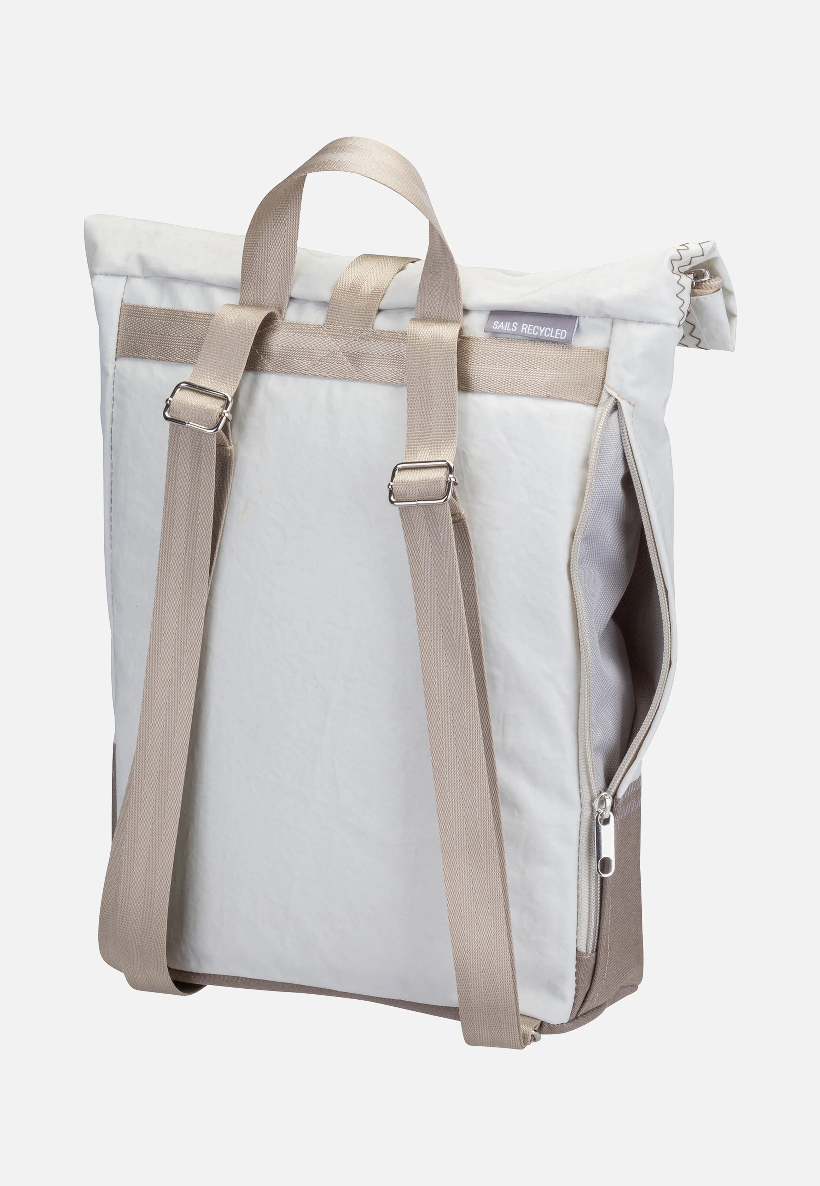 Möwe Weiß/Balken Persenning Taupe - Rucksack - Image 5