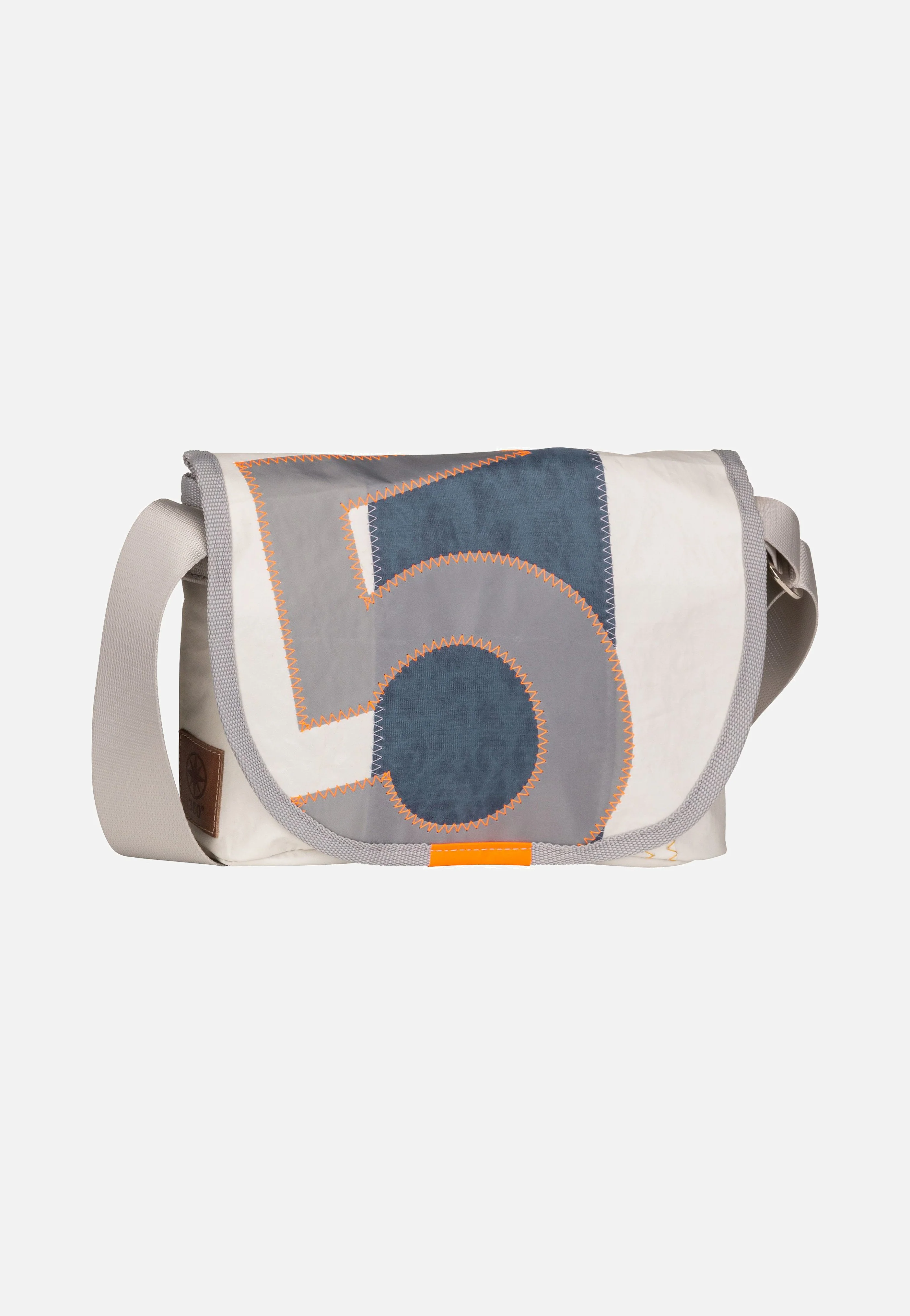 Perle Weiß/Streifen Blau/Zahl Hellgr - Messenger Bag