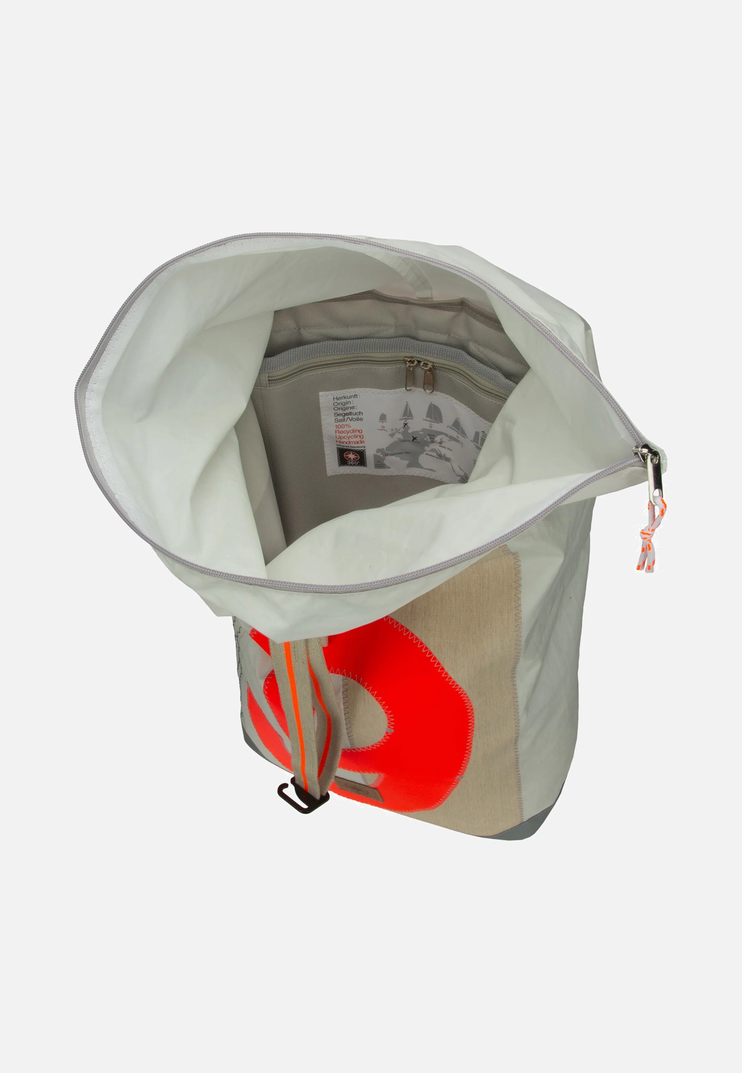 Tide XL Weiss/Sand/Zahl Orange - Rolltop Rucksack - Image 5