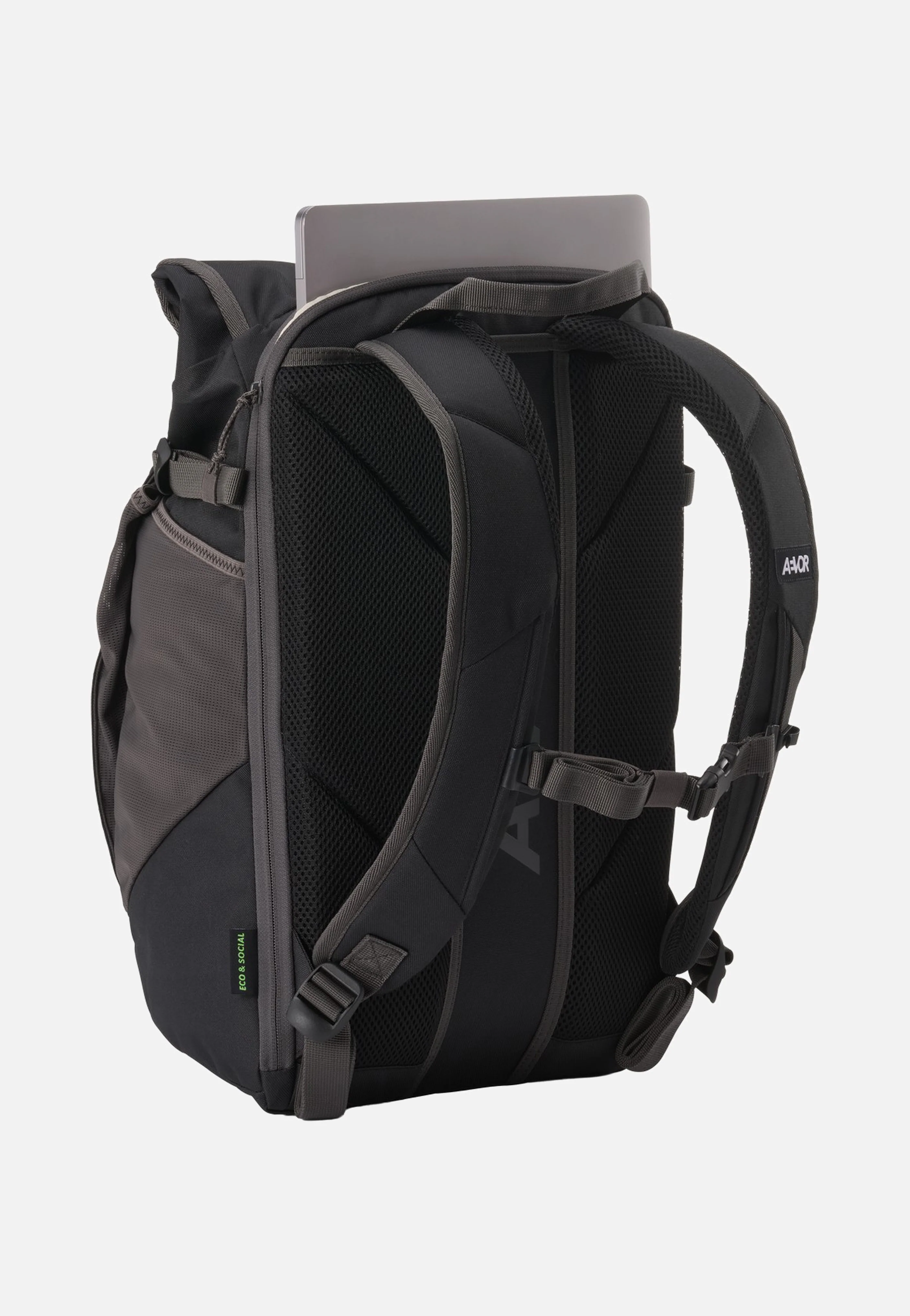 Roll Pack Black Charcoal - Rolltop Rucksack - Image 4