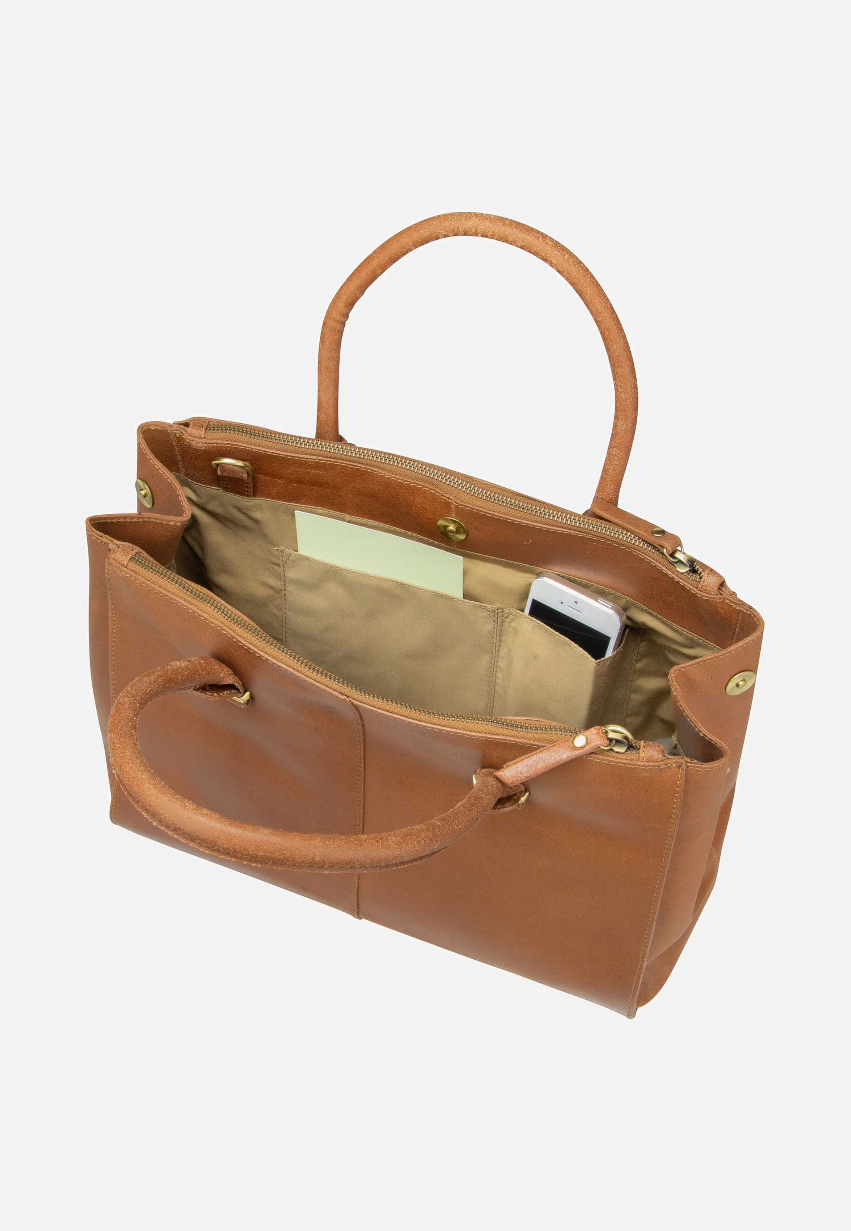 Vintage Wieske 2-Zipper 6971 Cognac - Bowling Bag - Image 5