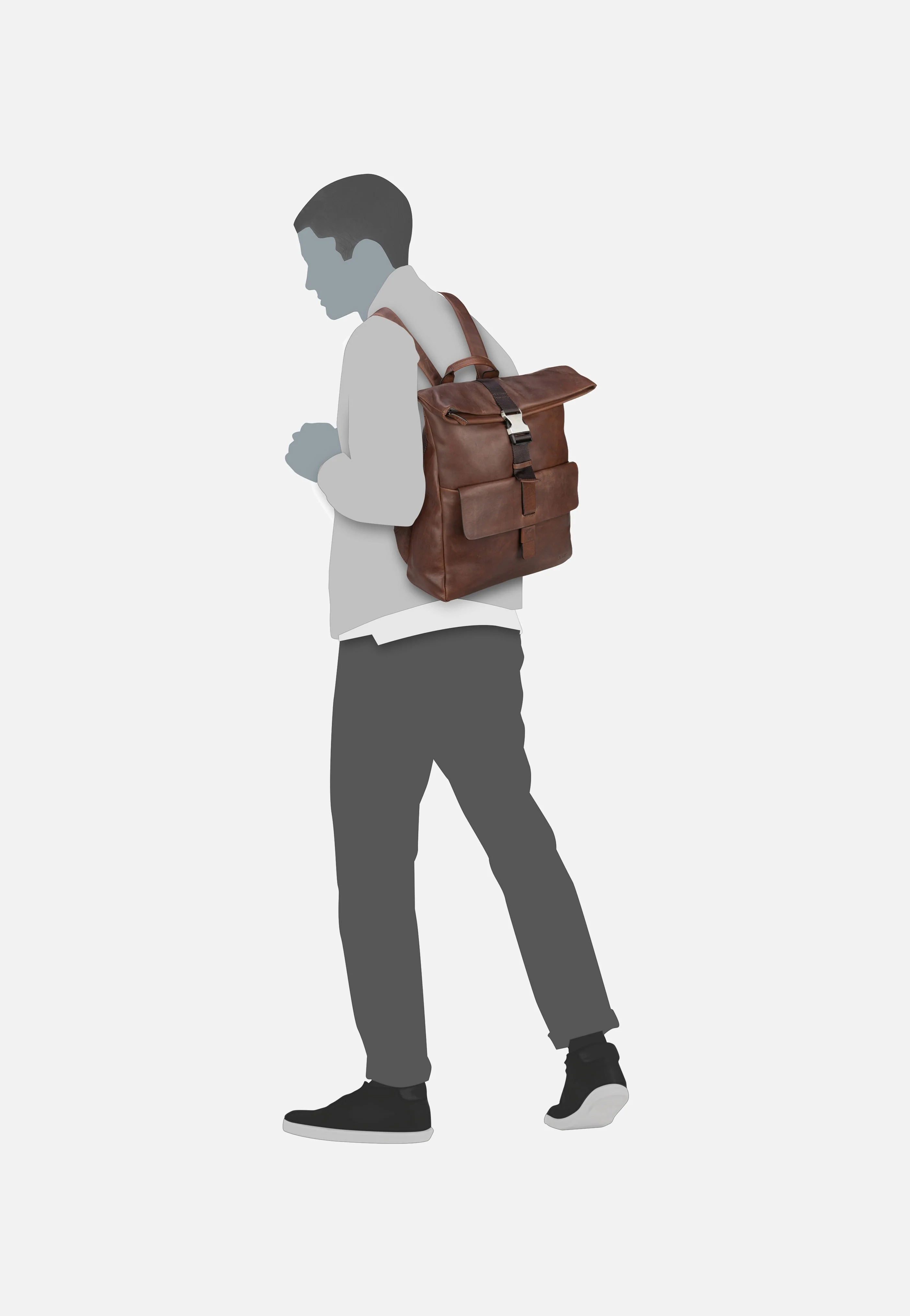 Loreto Rico Backpack MVF Dark Brown - Rolltop Rucksack - Image 2