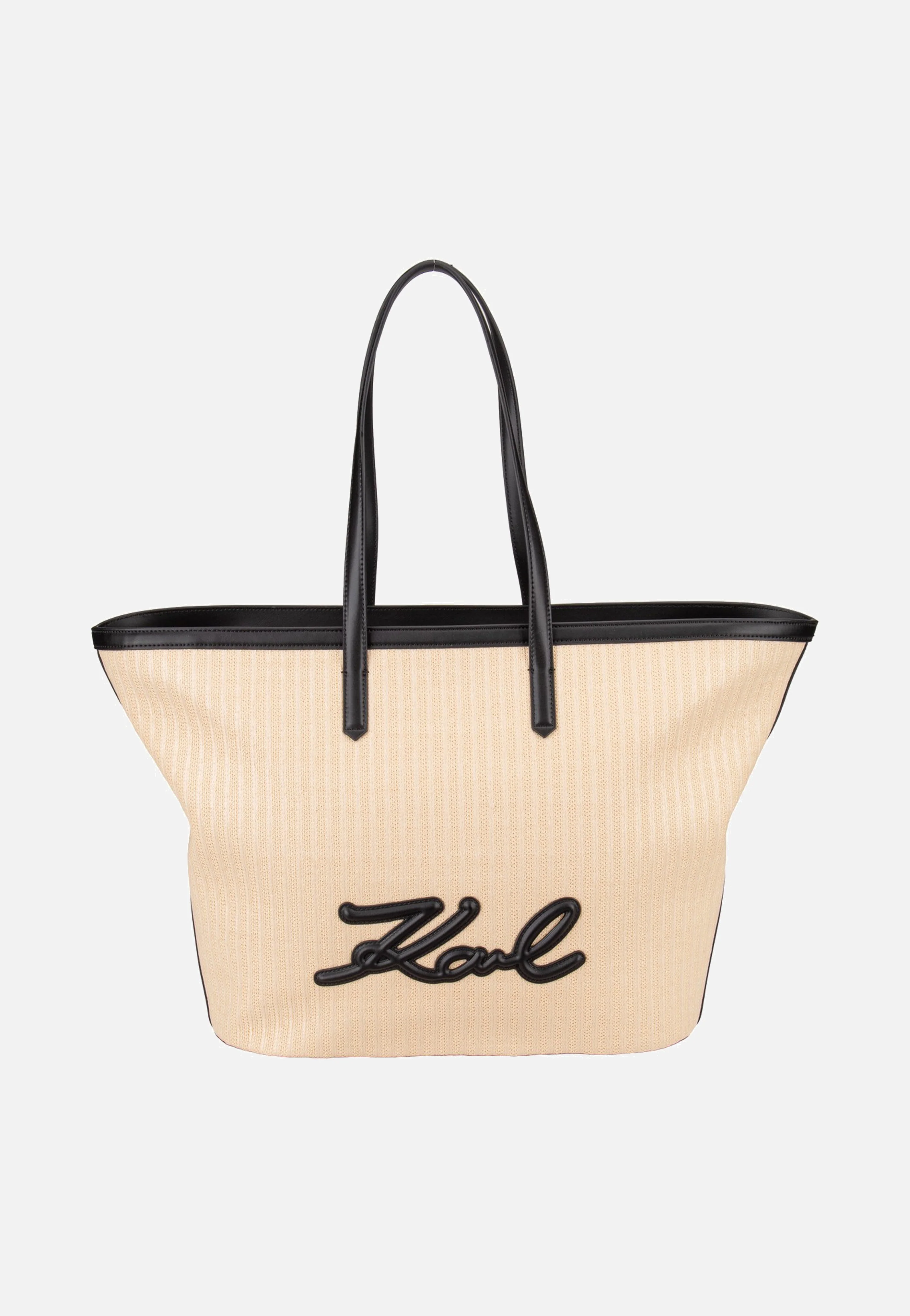 K/Signature Raffia MD Tote Natural/Black - Shopper - Image 2