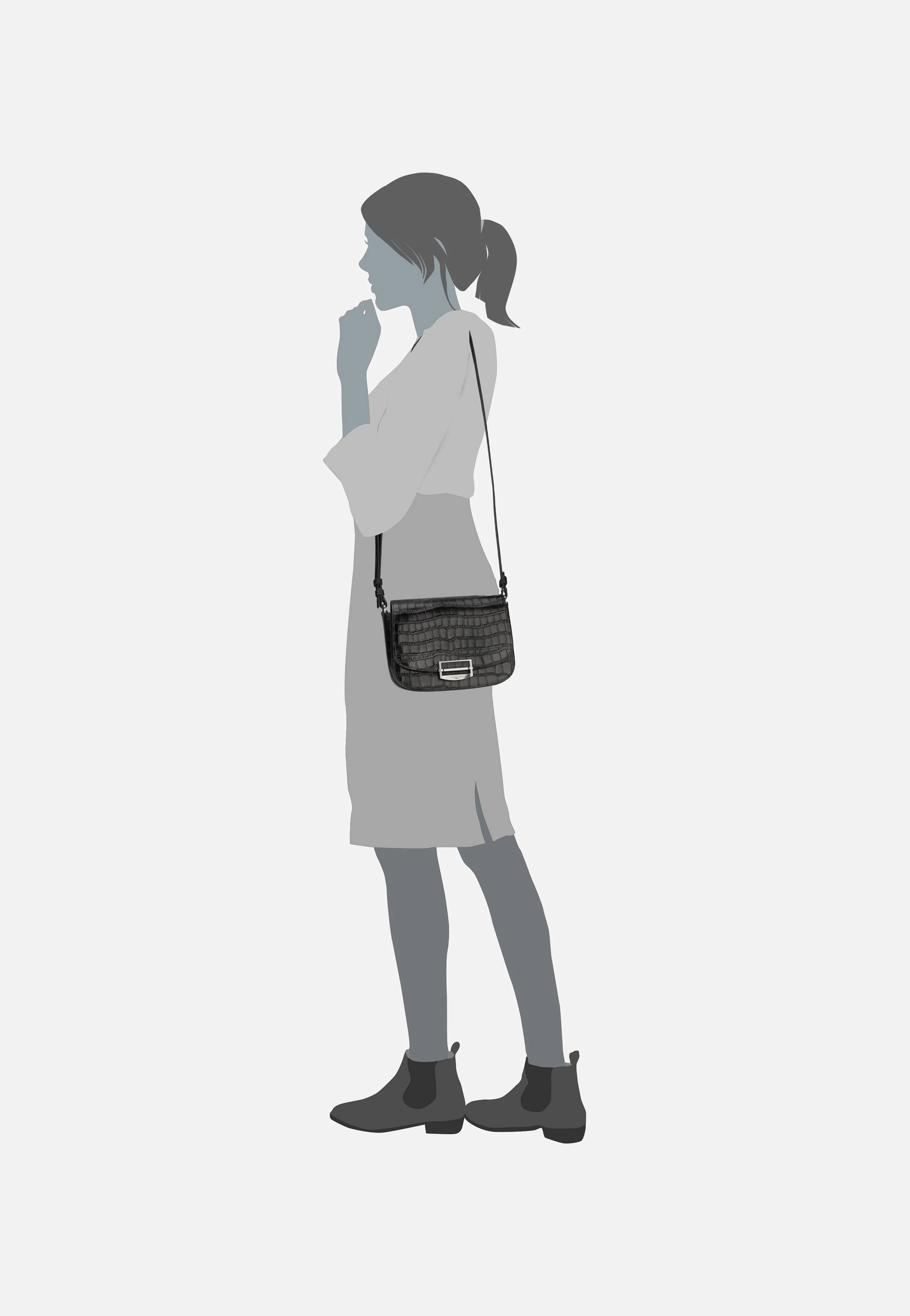 Ezra New Croco 2158212 Black - Crossbody Bag - Image 5