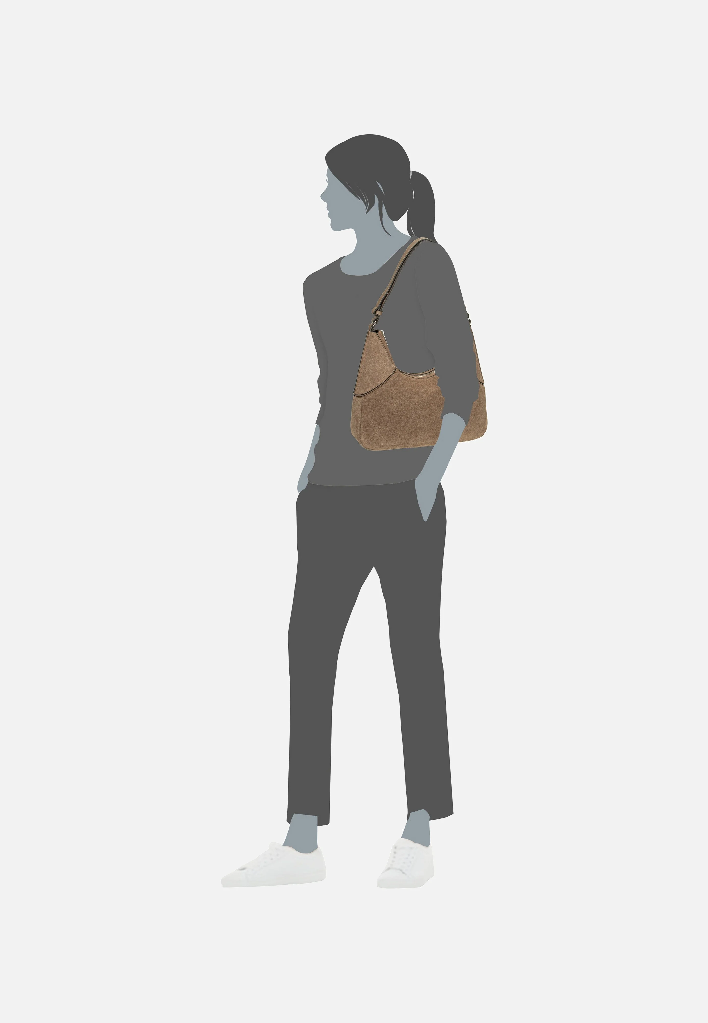 Lilly S Suede Neutral Gray - Hobo Bag - Image 6