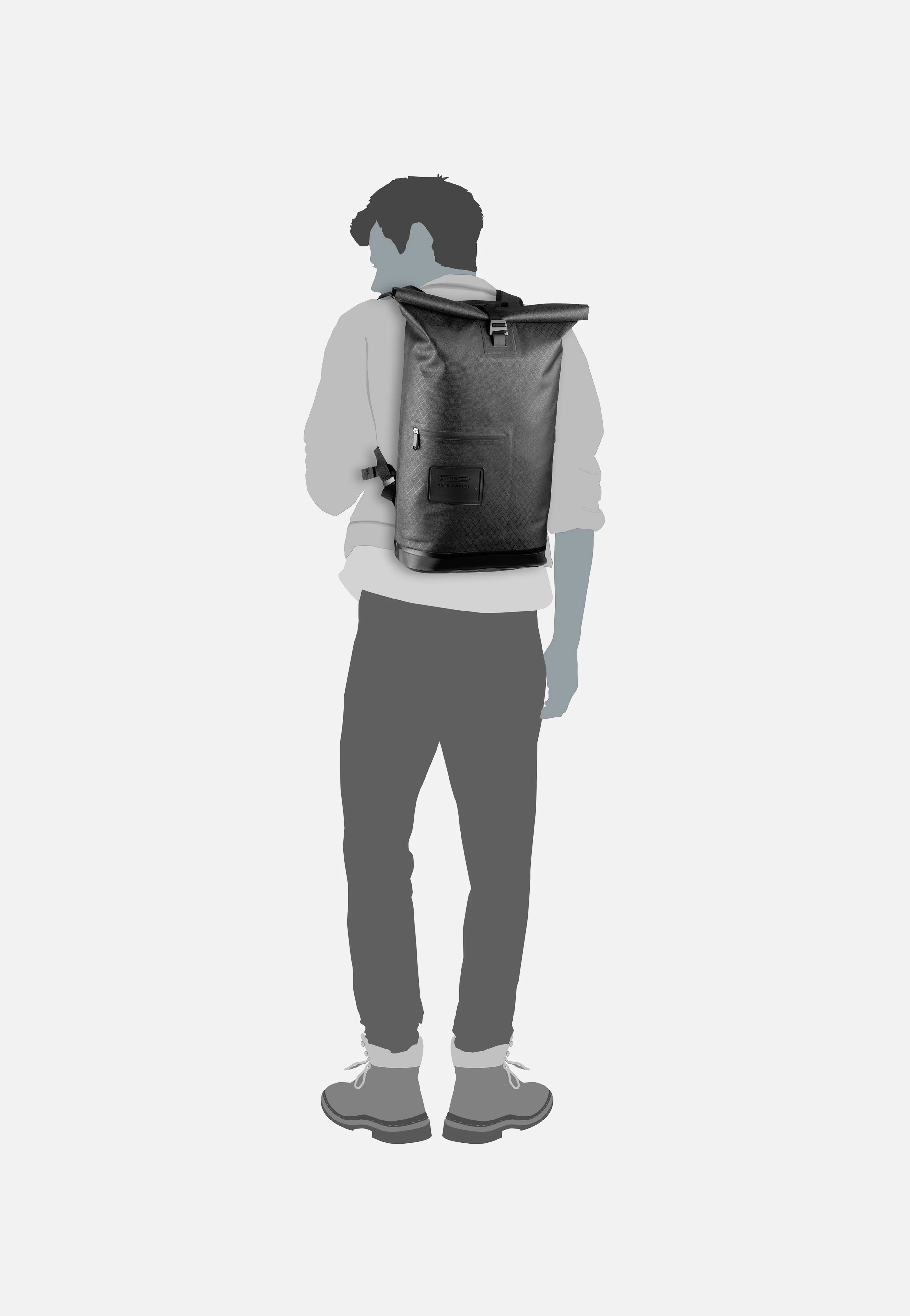 Daypack Metrosphere Black Embossed - Rolltop Rucksack - Image 11