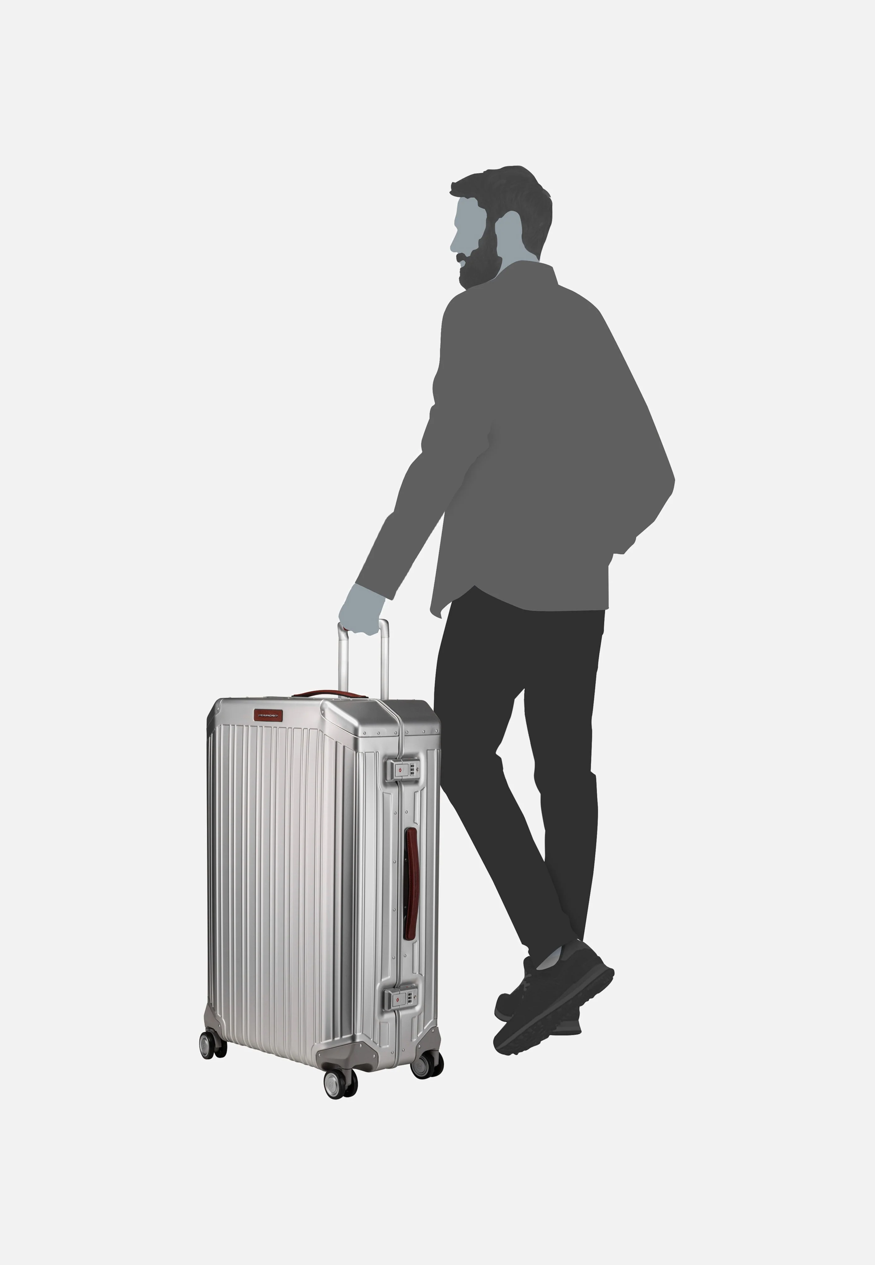 PQ Alu Big Size Spinner Grigio-Cuoio - Koffer - Image 9