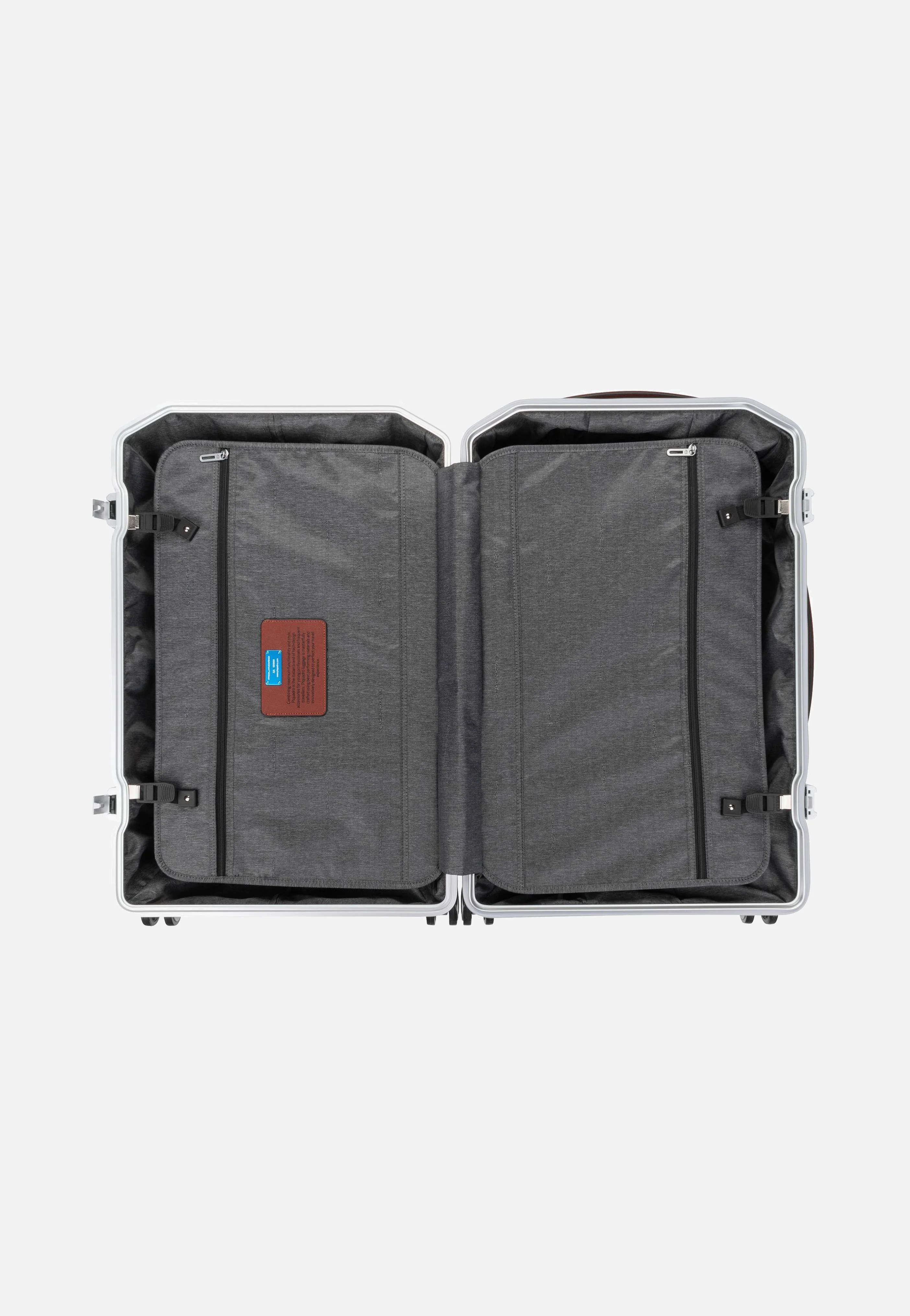 PQ Alu Medium Size Spinner Grigio-Cuoio - Koffer - Image 3