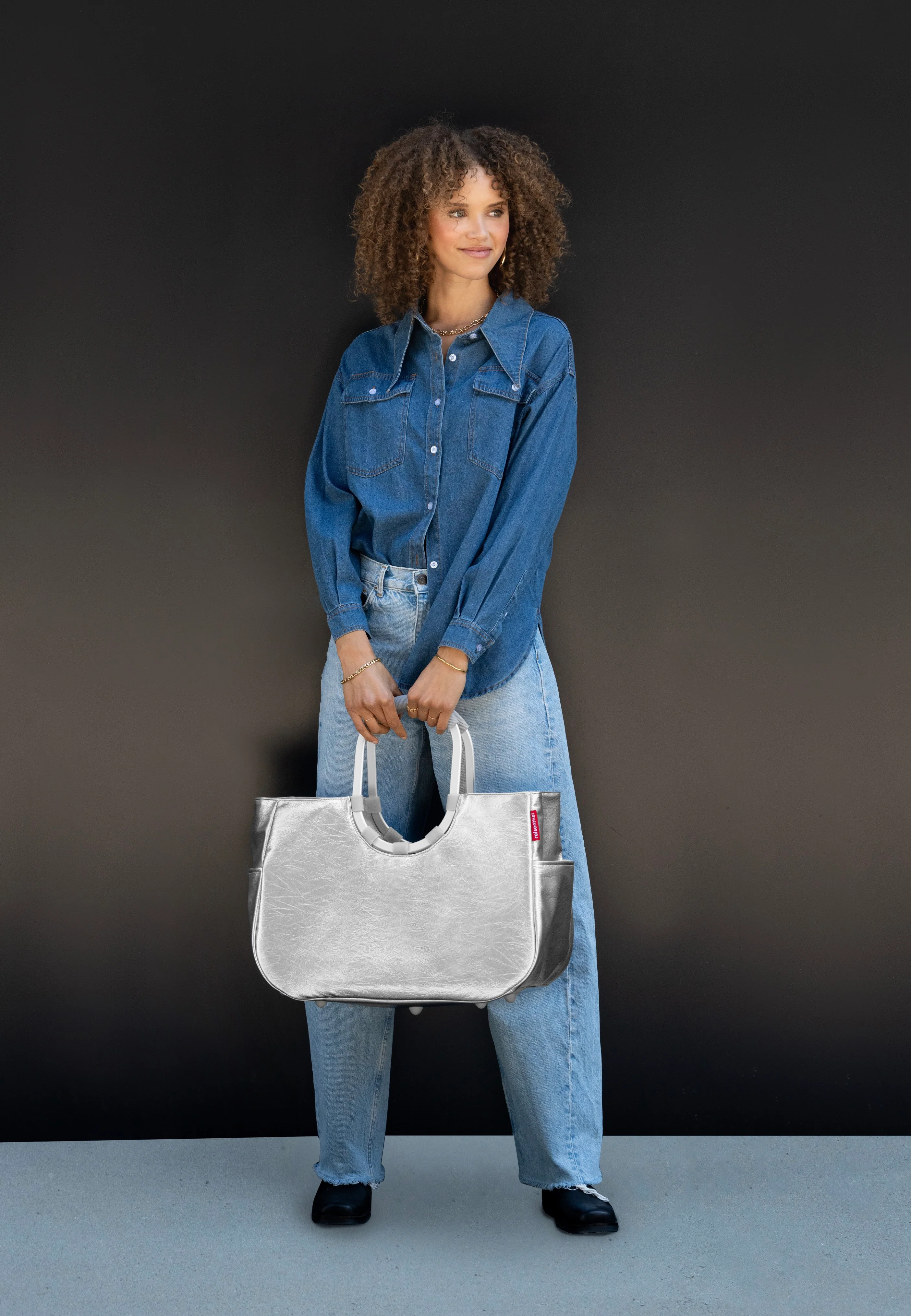 Loopshopper L Silver Crackle - Einkaufskorb - Image 7