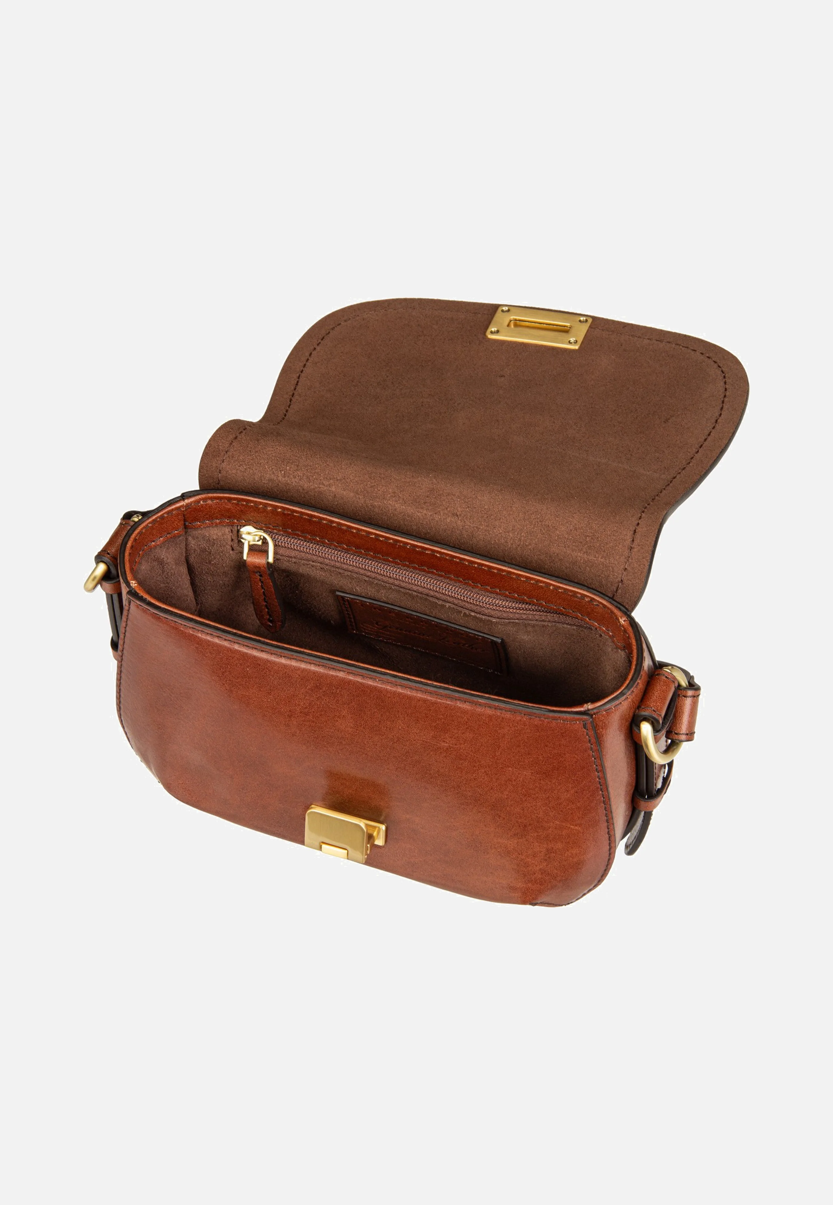 Federica Crossbody Marrone/Oro - Saddle Bag - Image 5